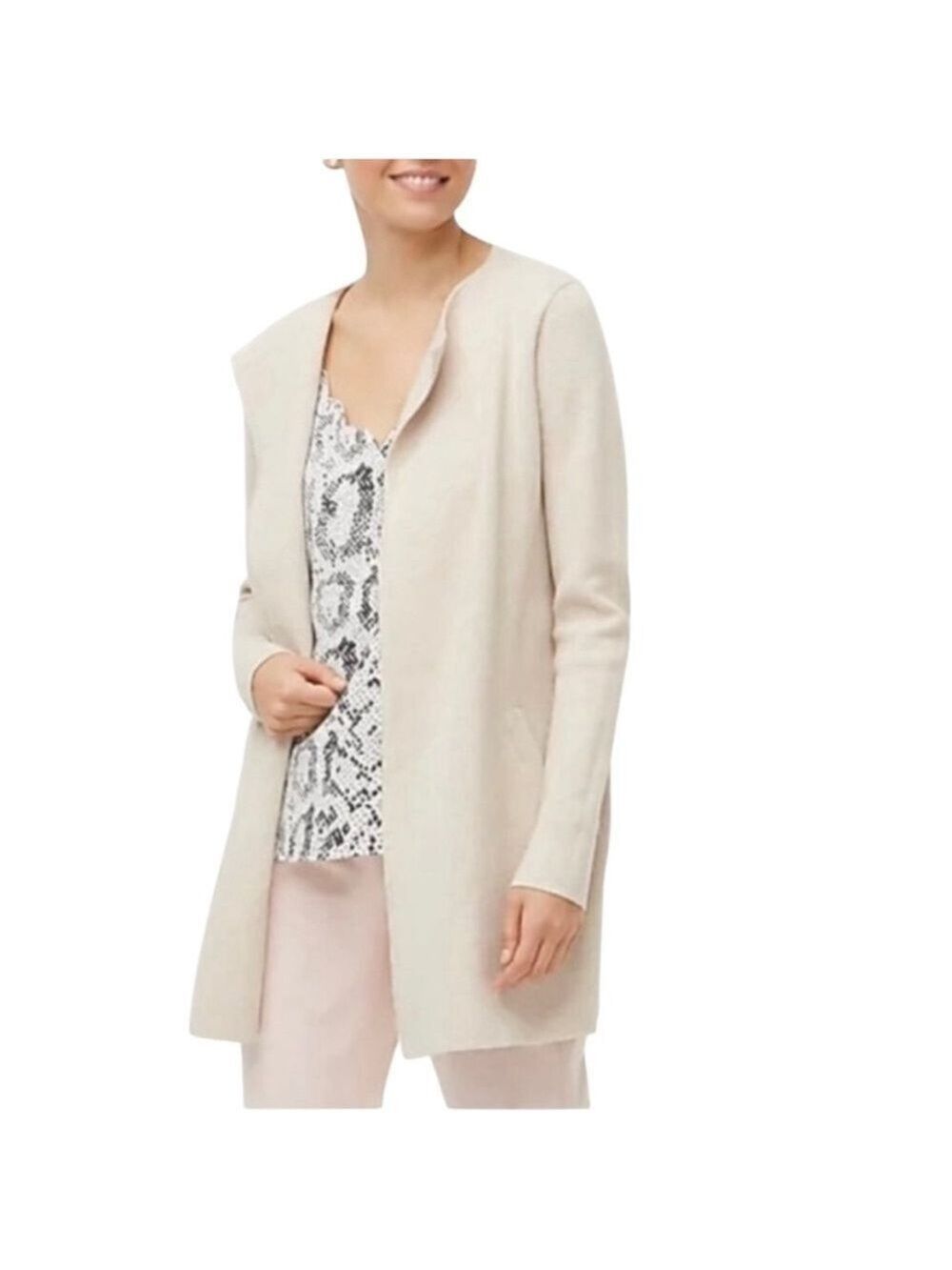 J.Crew 365 Women's Ivory Casual Open Front Cardigan Sweater Size M